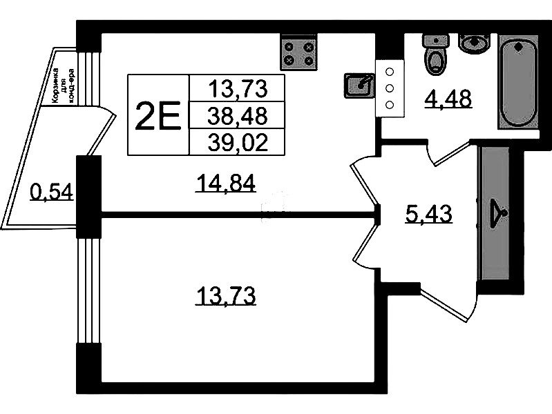 1-комнатная квартира 39.02 м², 9/11 эт., ЖК «VEREN NORT Сертолово»